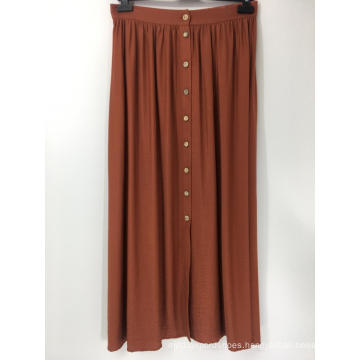 Button Front Rust Coloured A line Skirt